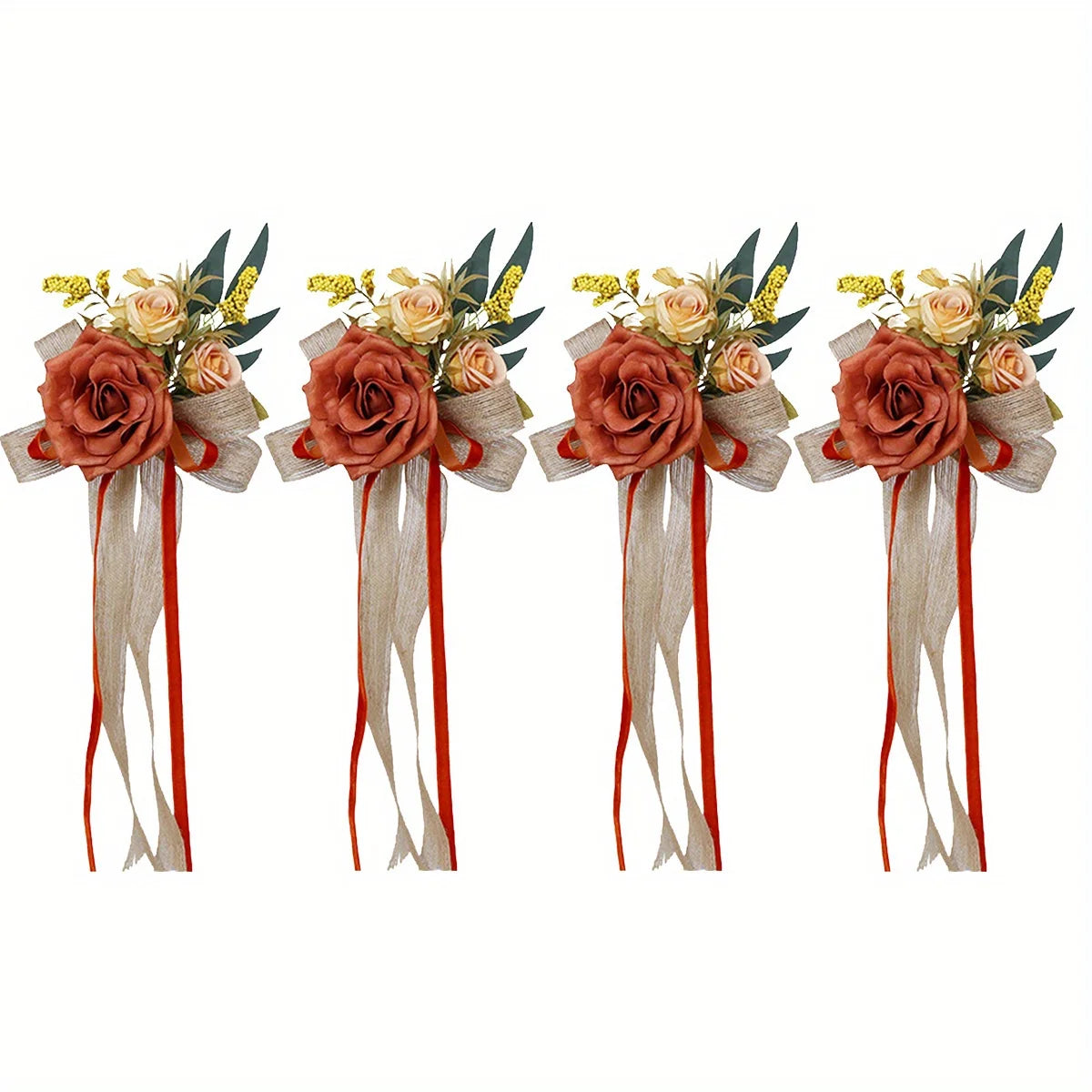 CN Zhejiang 4Pcs Wedding Aisle Pew Flowers Ribbons Chair