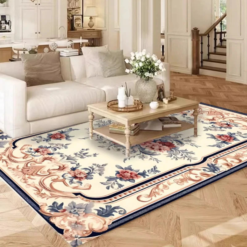 Pastoral Style Polyester Floor Rug for Living Room Bedroom