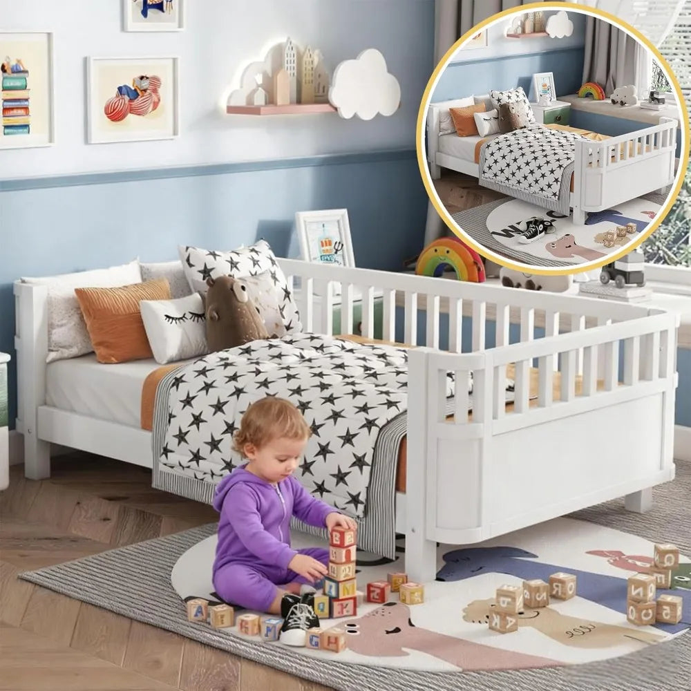 DAFIFY Montessori Wood Bed With Guardrails For Kids