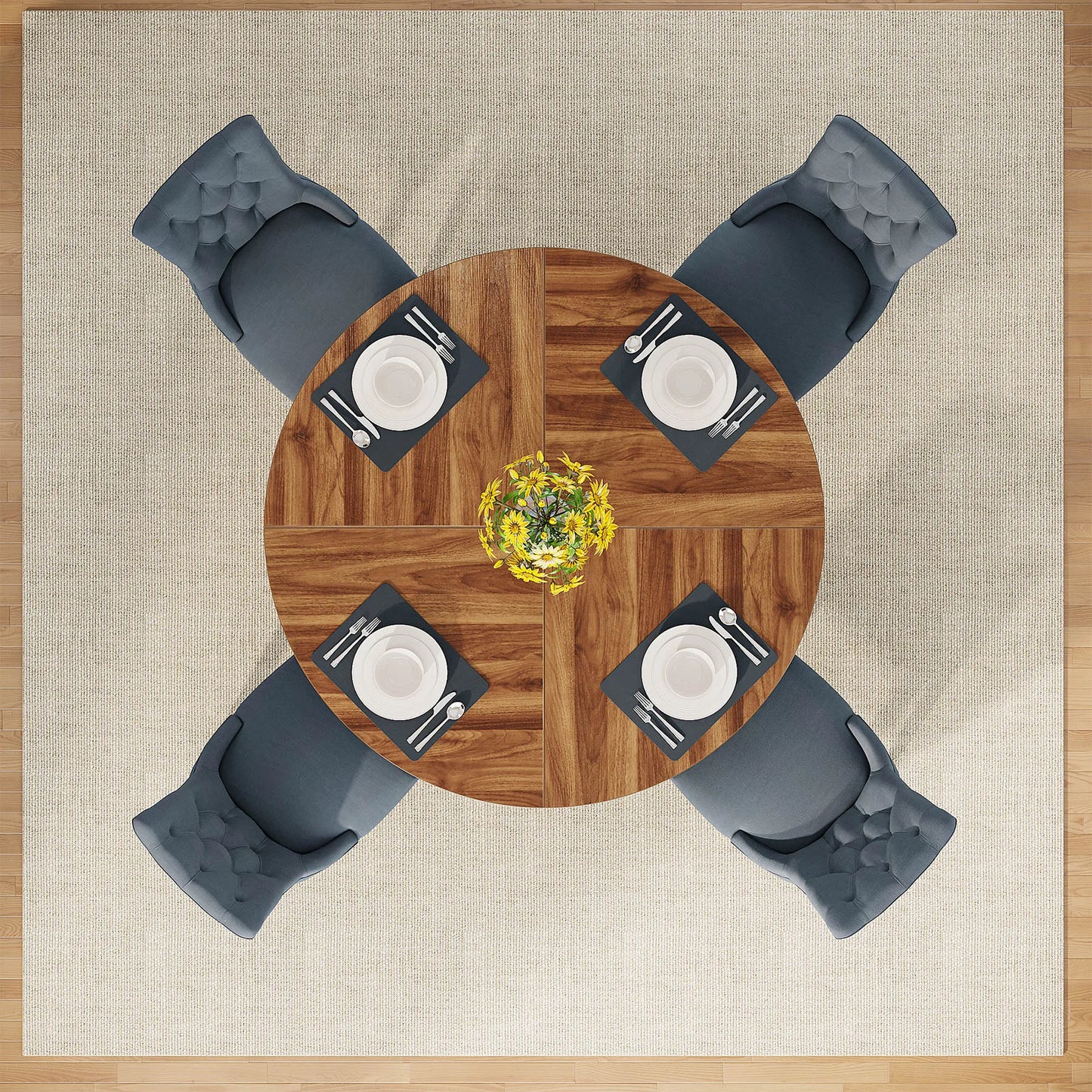 Tribesigns Round Dining Table For 4 Kitchen Dining Room