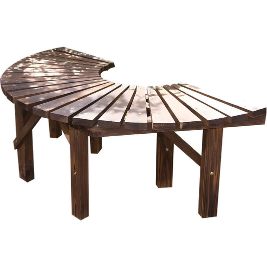 Wrap Around Tree Bench Outdoor Curved Wooden Seat Backrest