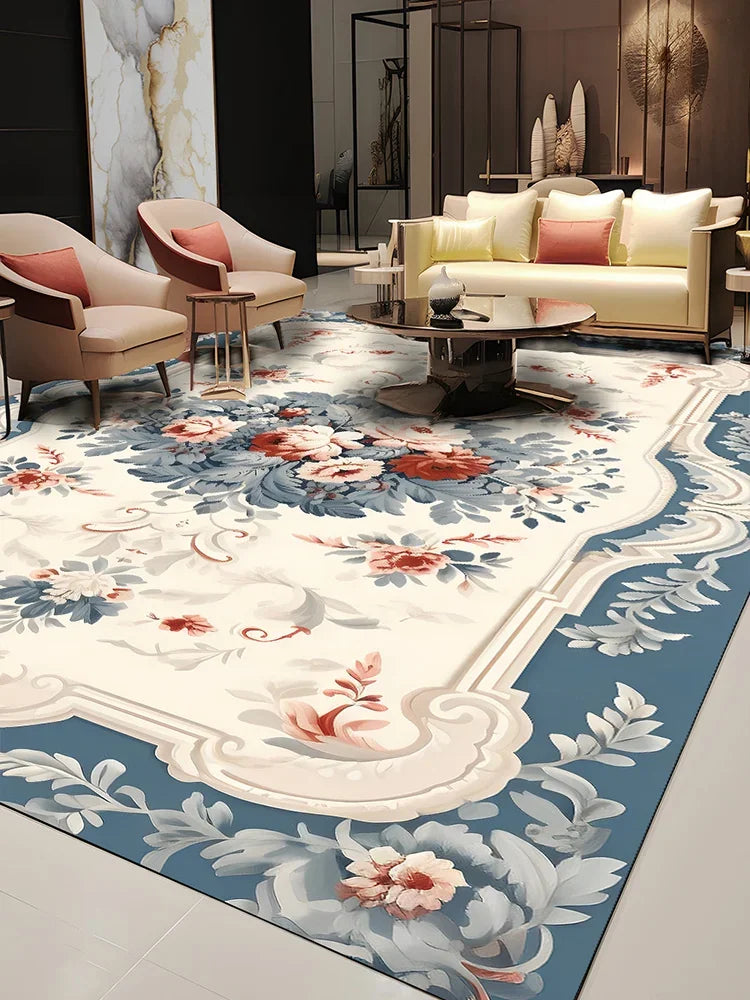 Pastoral Style Polyester Floor Rug for Living Room Bedroom