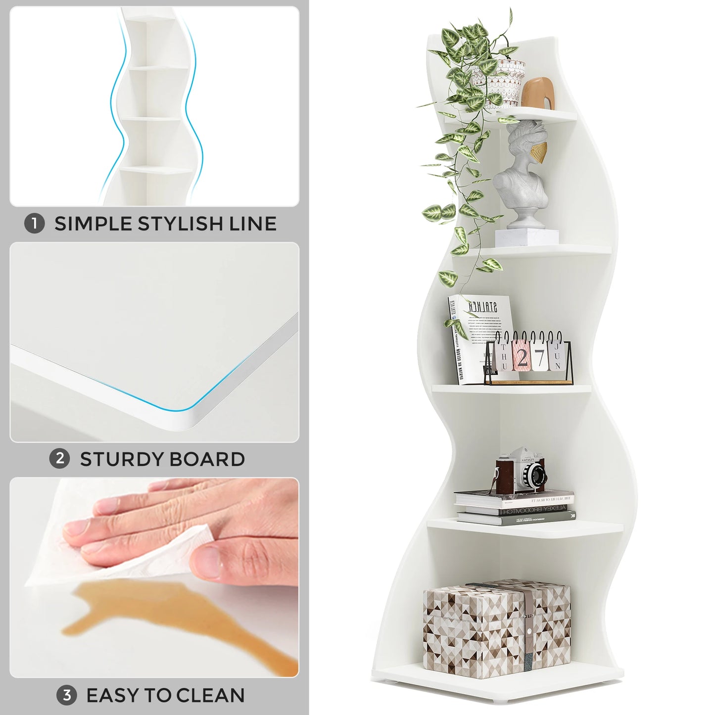 Tribesigns Corner Shelf Five Tier Wall Bookshelf Wood