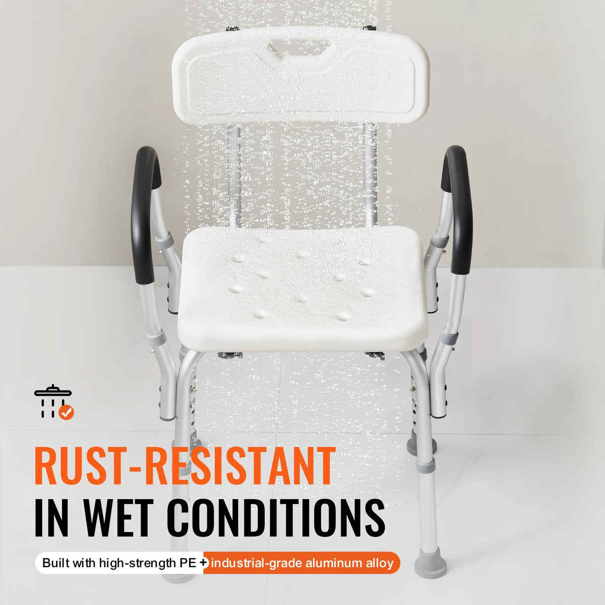 SucceBuy Adjustable Shower Chair With Backrest For Elderly