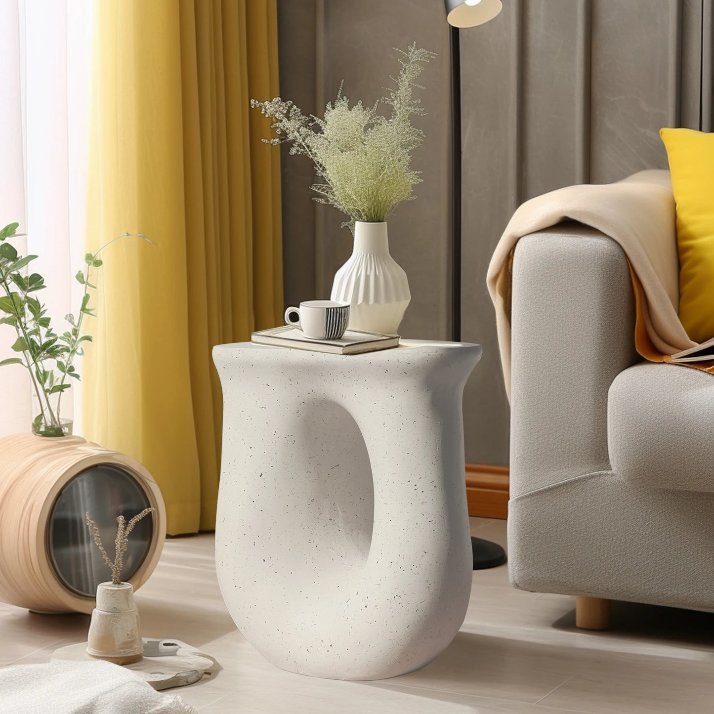 U Shaped Geometric Side End Table Modern Nightstand