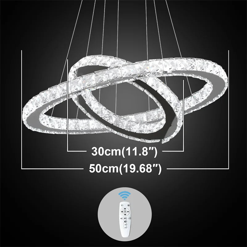 GreeLustrBulbs Modern Crystal LED Chandelier With Remote
