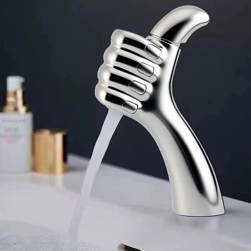 WJNMONE Modern Single Hole Deck Mounted Brass Bathroom Sink Faucet
