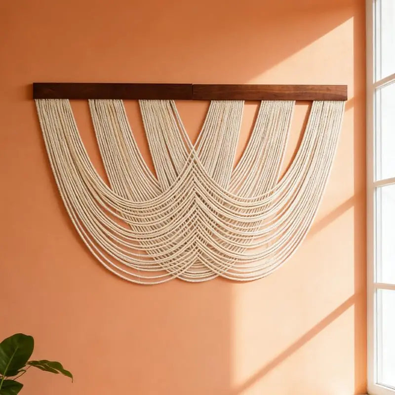 Handwoven Cotton Rope Macrame Wall Art Canvas Boho Decor