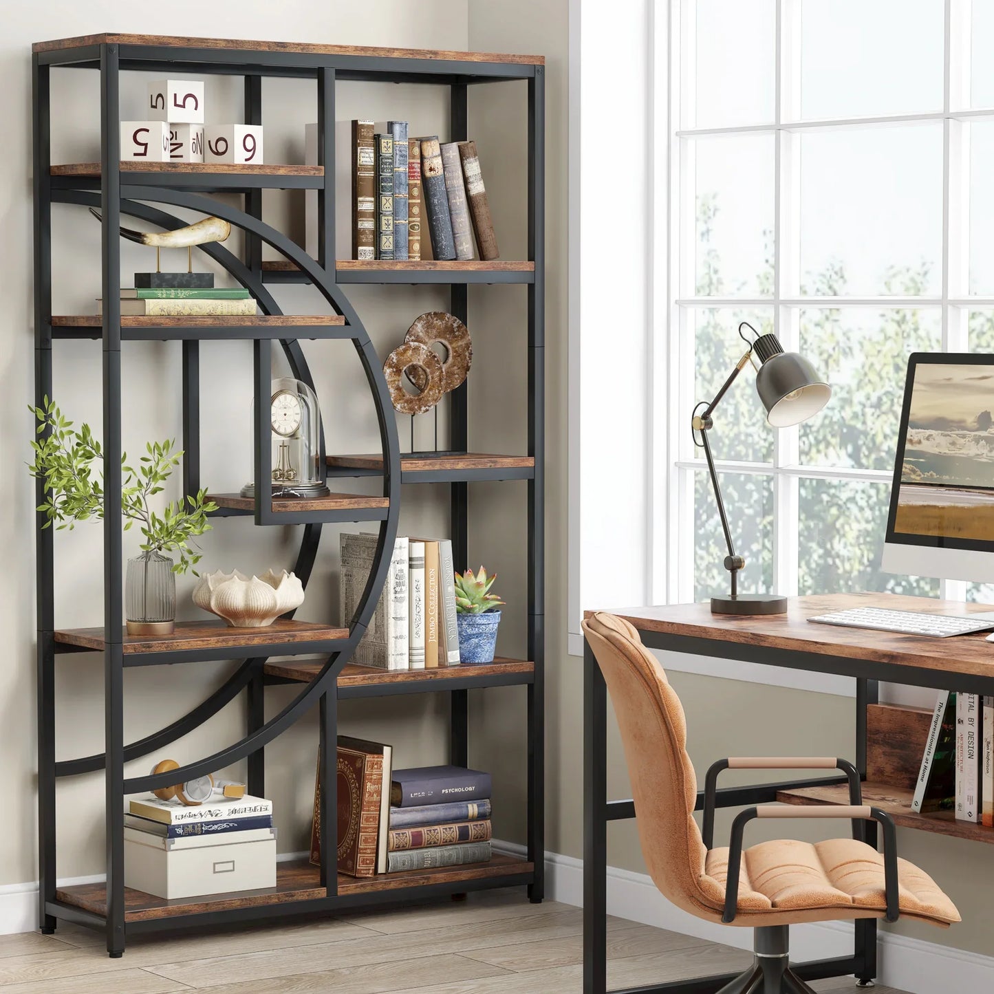 Tribesigns Industrial 5 Tier Etagere Bookcase Freestanding