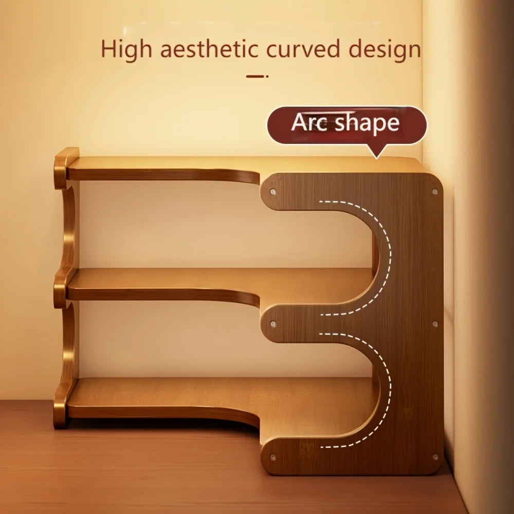 Three Tier Bamboo Corner Desk Shelf Wall Mounted