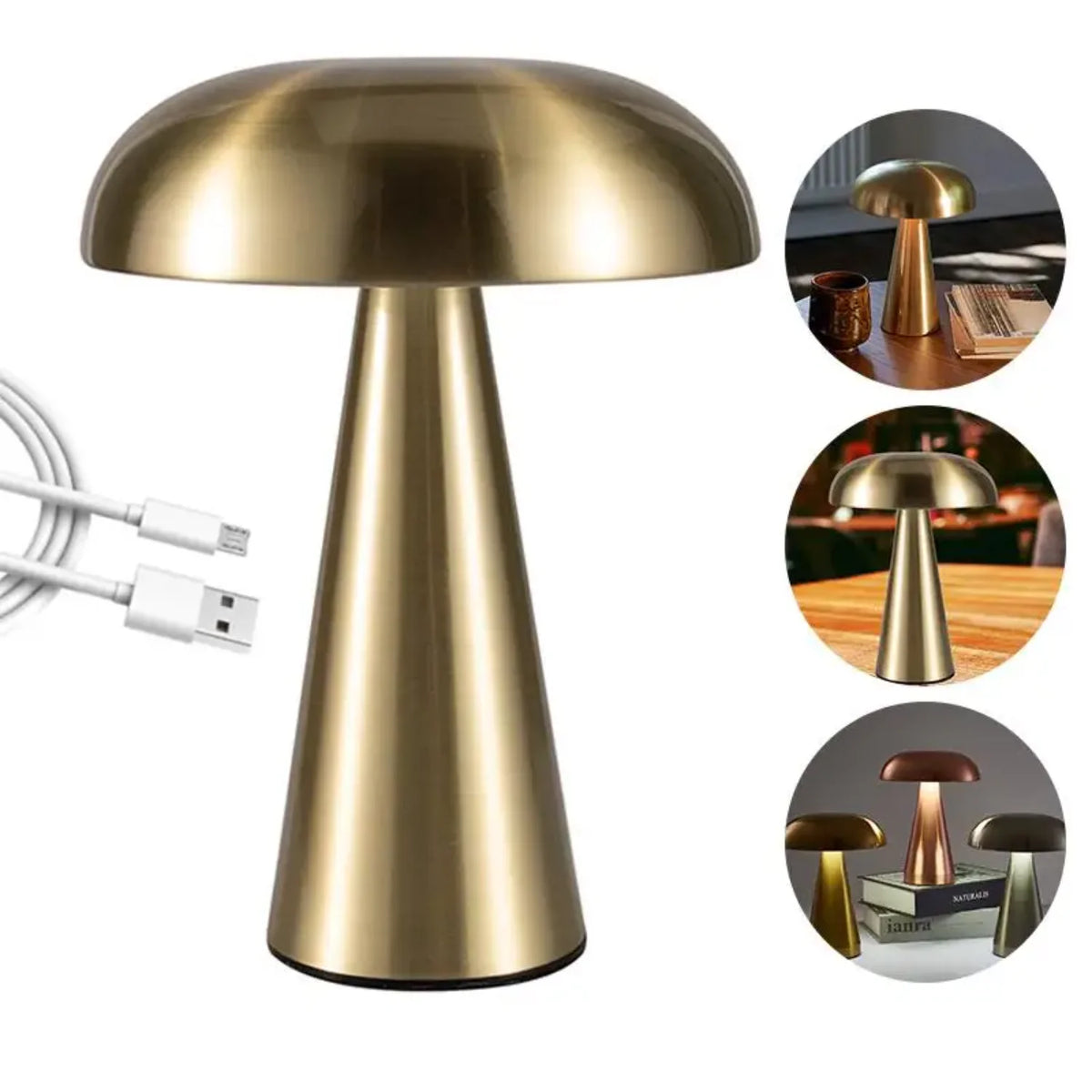 Mushroom Led Table Lamp Touch Dimming Stainless Desk Night Light