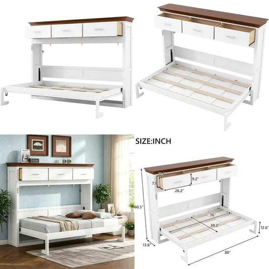 Murphy Bed Cabinet With Storage For Home Office Desk