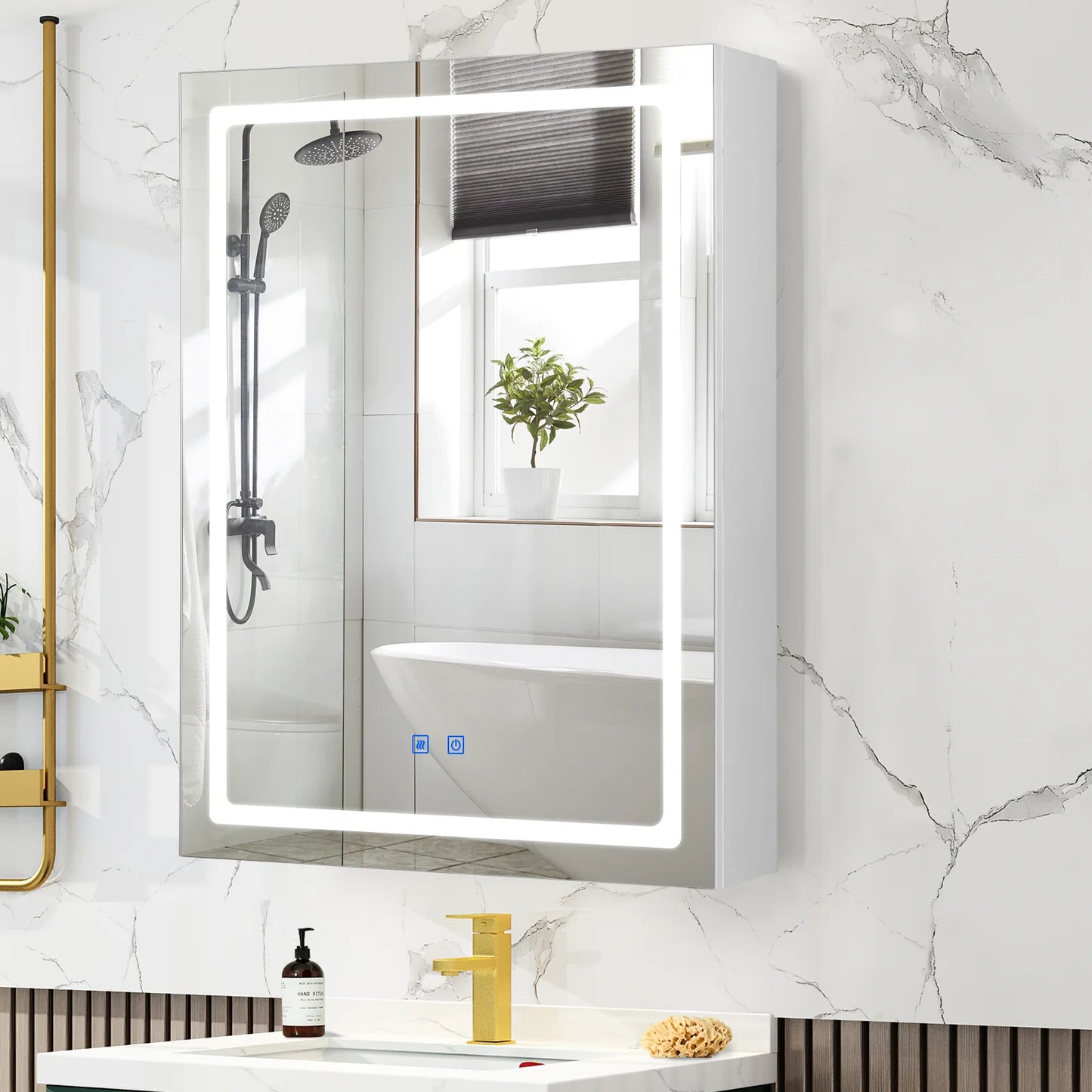 VOWNER LED Bathroom Medicine Cabinet Mirror Defogger