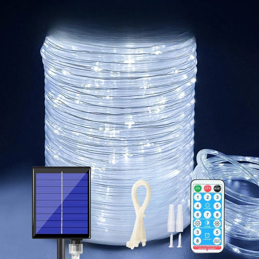 Solar Waterproof Rope Lights 107ft 300LEDs 8 Modes Outdoor Garden Christmas Lights
