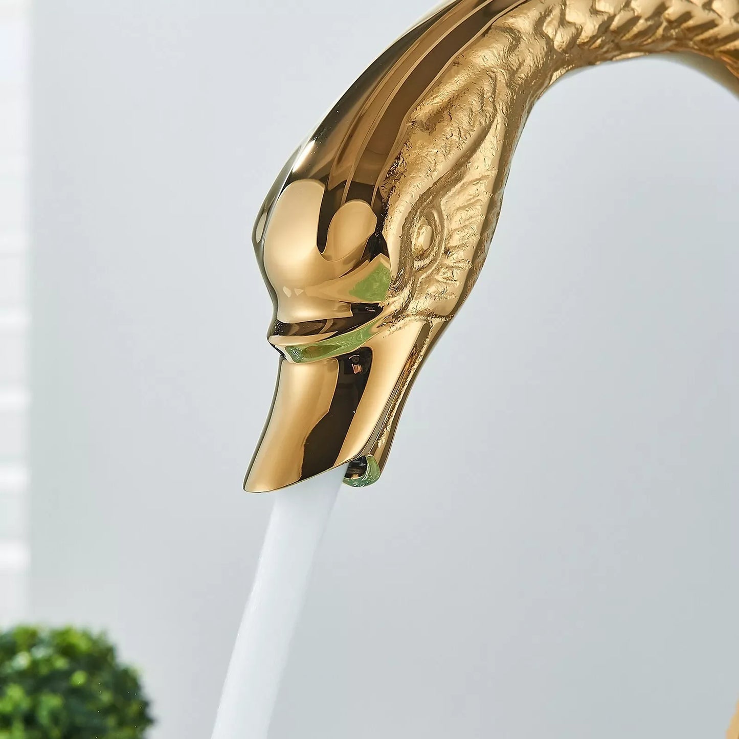 MYQualife Swan Shape Dual Handle Deck Mounted Basin Faucet