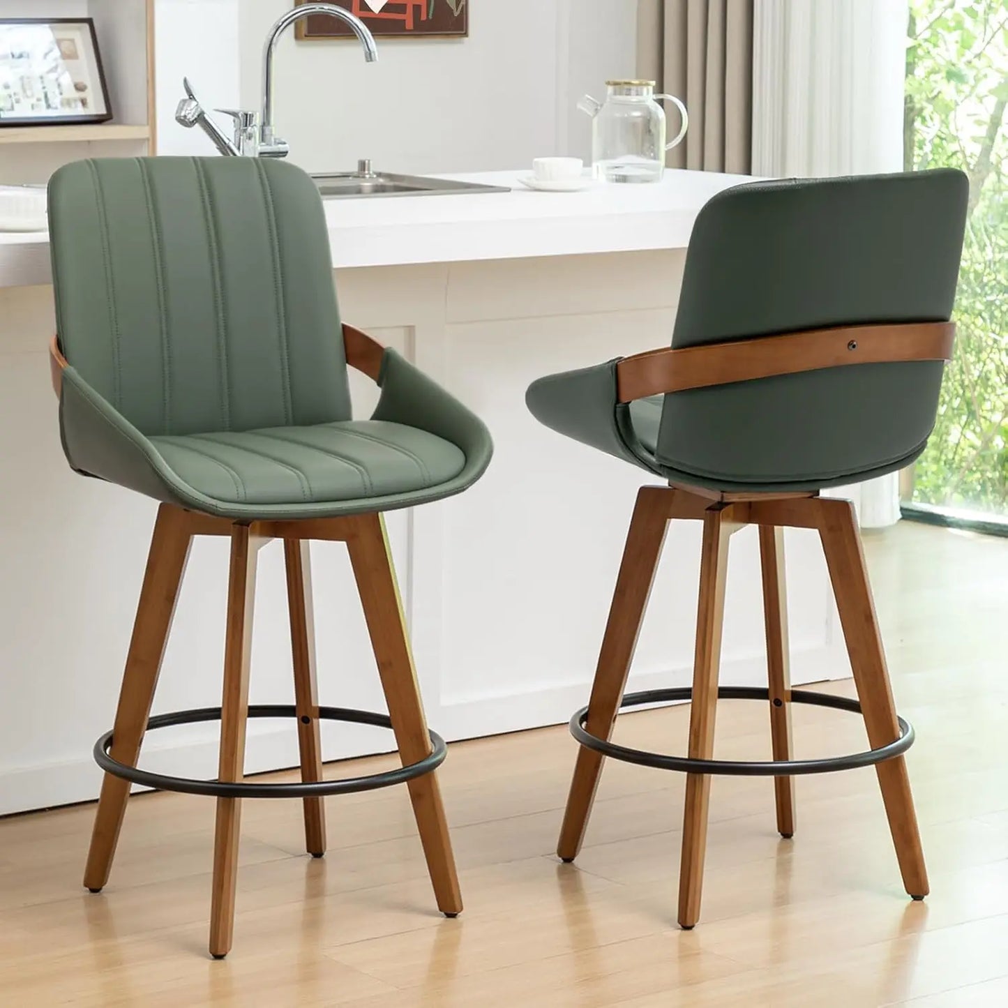 ZHENDAI Mid Century Swivel Bar Stools For Home Bar