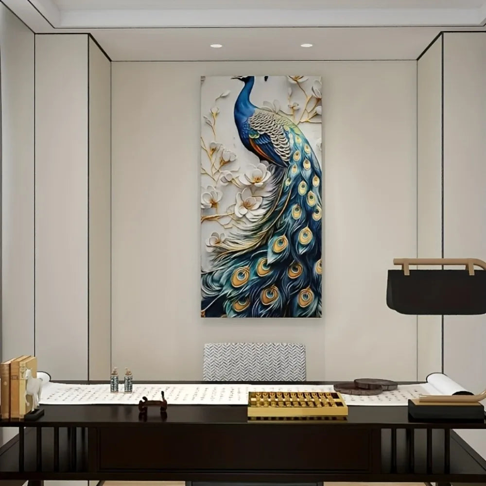 Hign-concerned Peacock Canvas Wall Art With Wood Frame