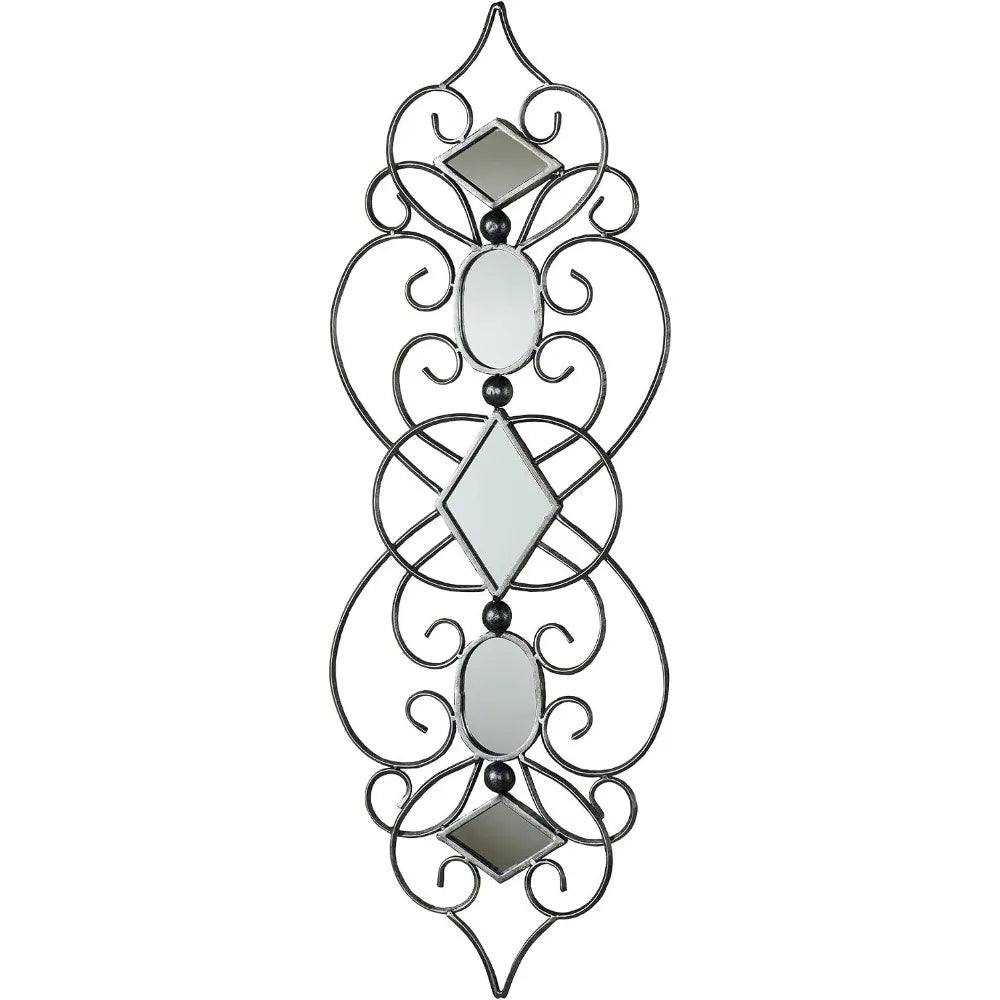 Abstract Scrollwork Mirrored Metal Wall Art Decorative Hanging Mirror
