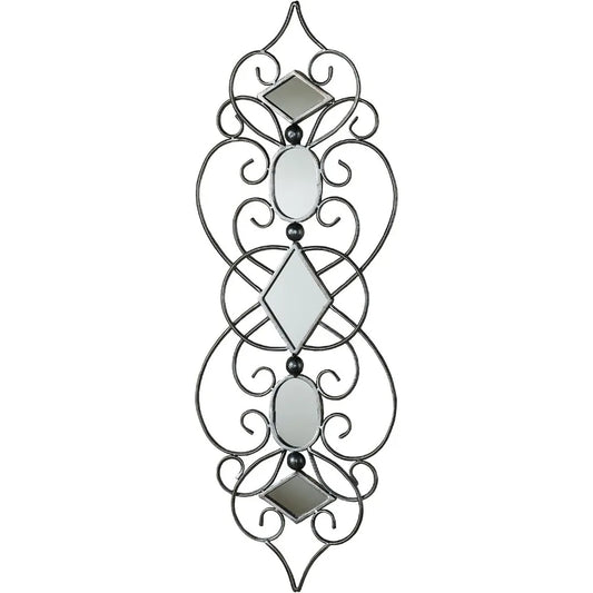 Abstract Scrollwork Mirrored Metal Wall Art Decorative Hanging Mirror