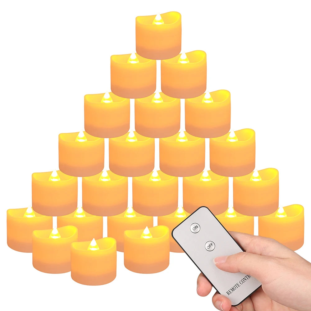 Feature Flameless LED Tealight Candles 12 Or 24 Pack