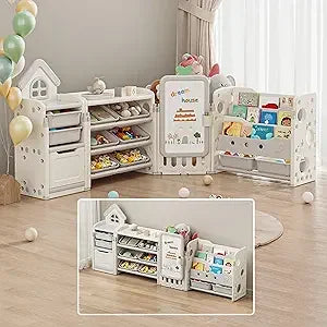 DAFIFY Foldable Kids Toy Storage Organizer 10 Removable Bins