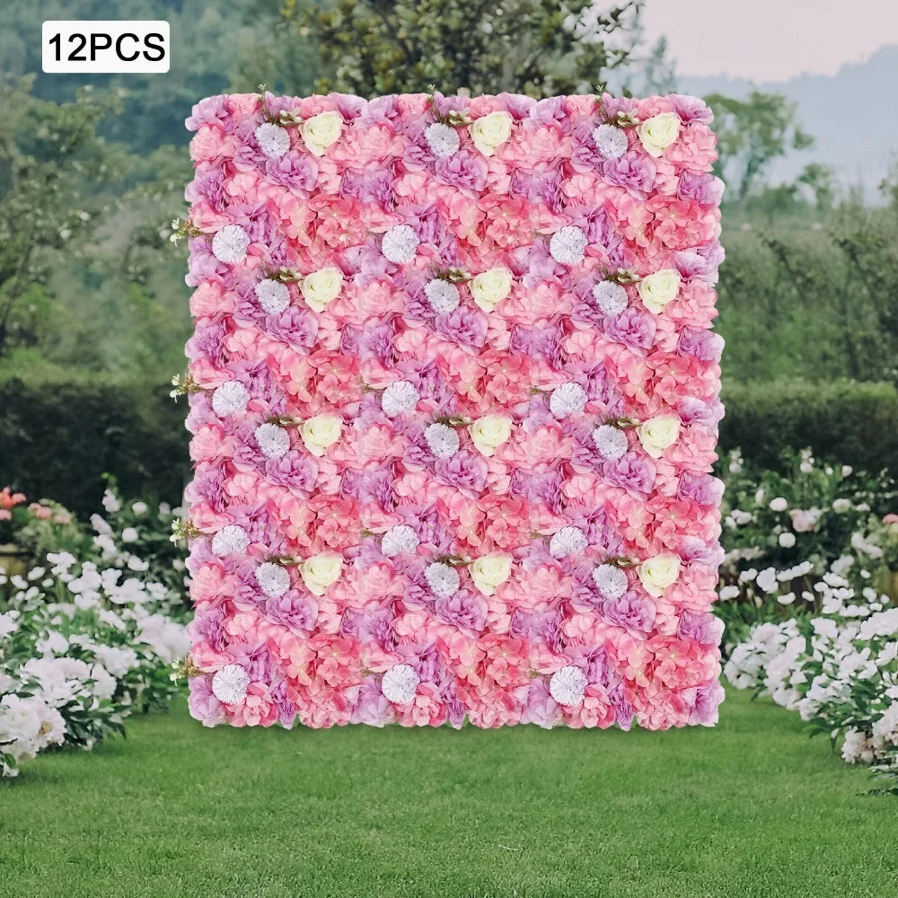 NONECN 12Pcs Flower Wall Panel 3D Backdrop Silk Hydrangea