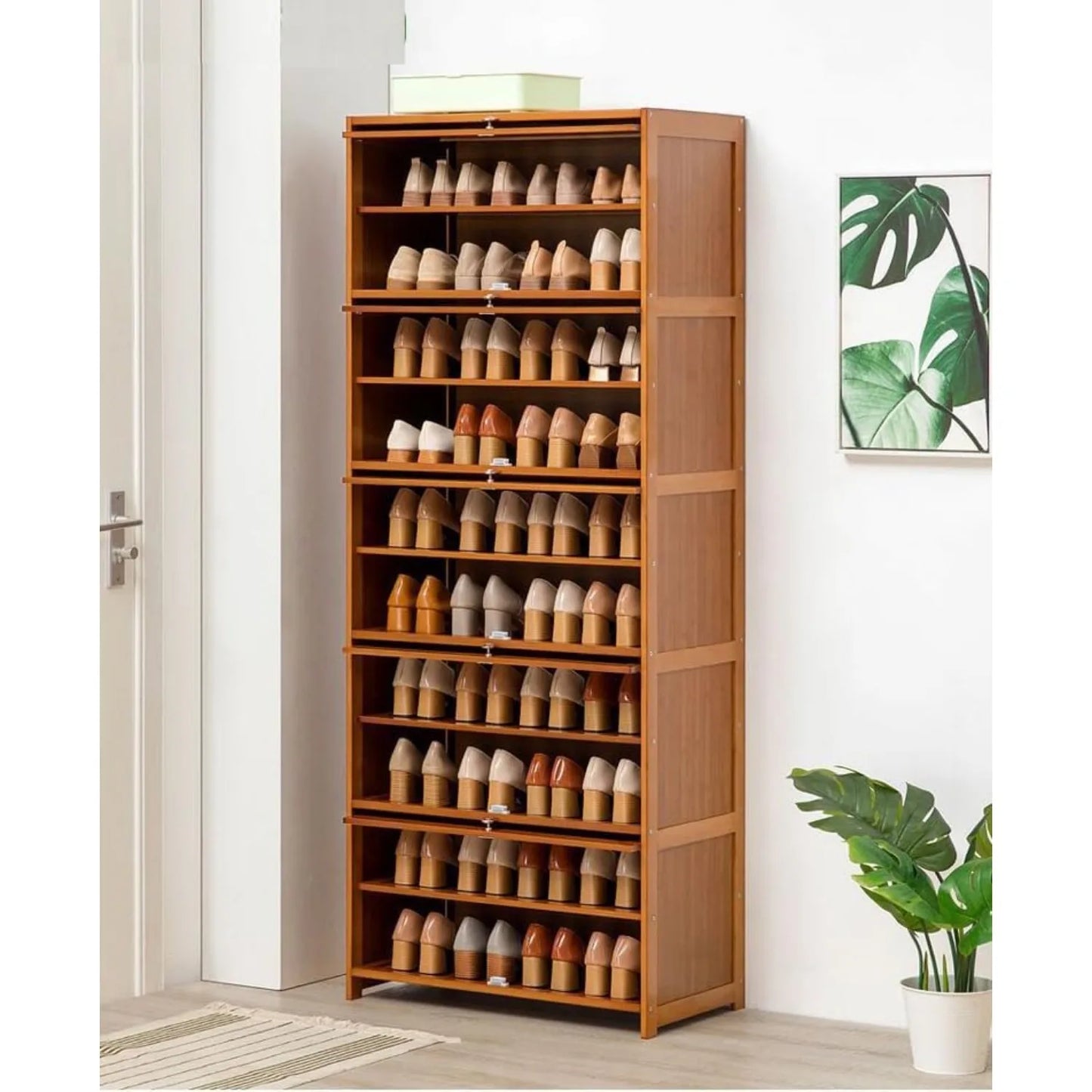 10 Tier Shoe Storage Rack with Flip Doors for 30 Pairs Home Organizer