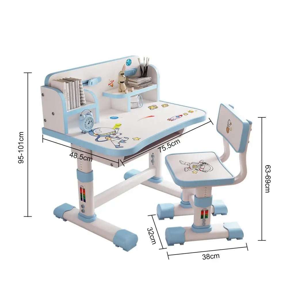 Kids Functional Desk And Chair Set With Writing Board