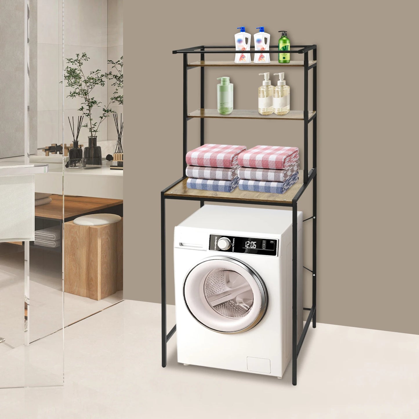 Triple Tier Washer Dryer Storage Shelf For Laundry Room