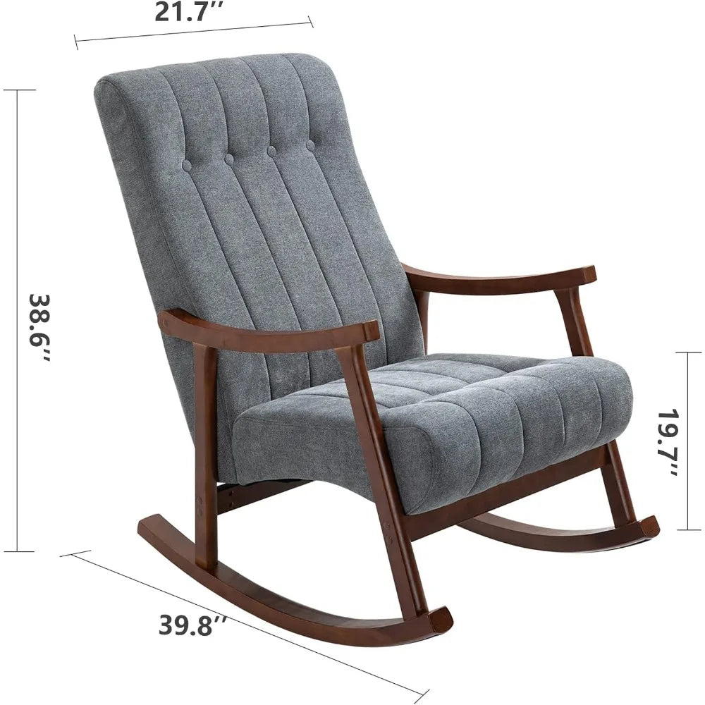RBXC Modern Upholstered Rocking Chair With Fabric Padded Seat