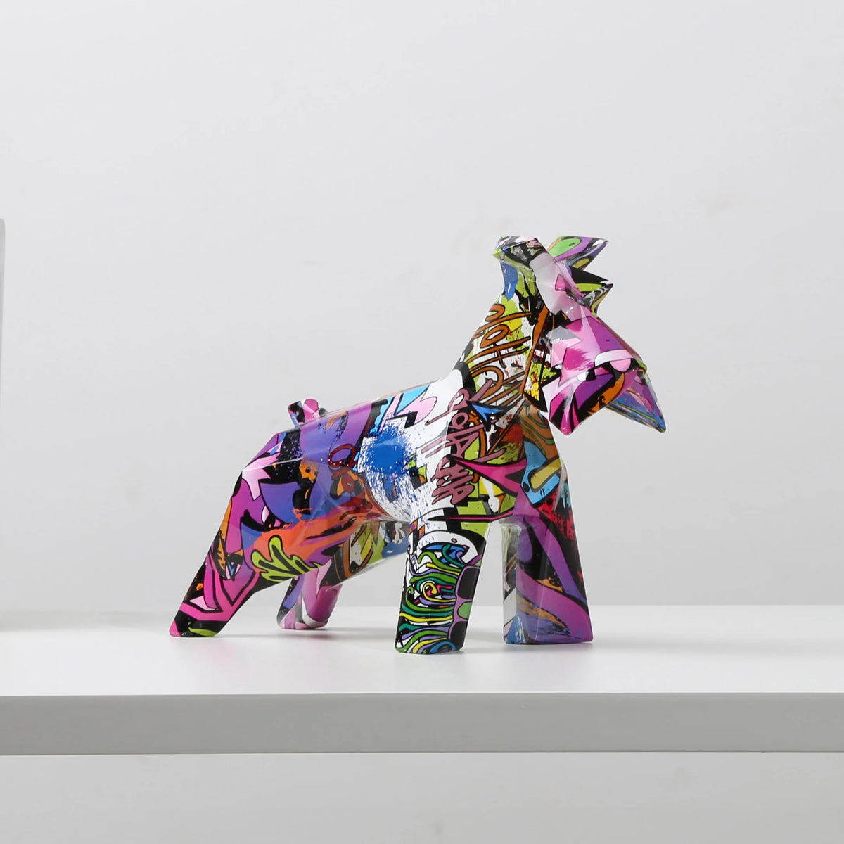 FLYuechun Ranan Resin Schnauzer Graffiti Art Home Decor Statue