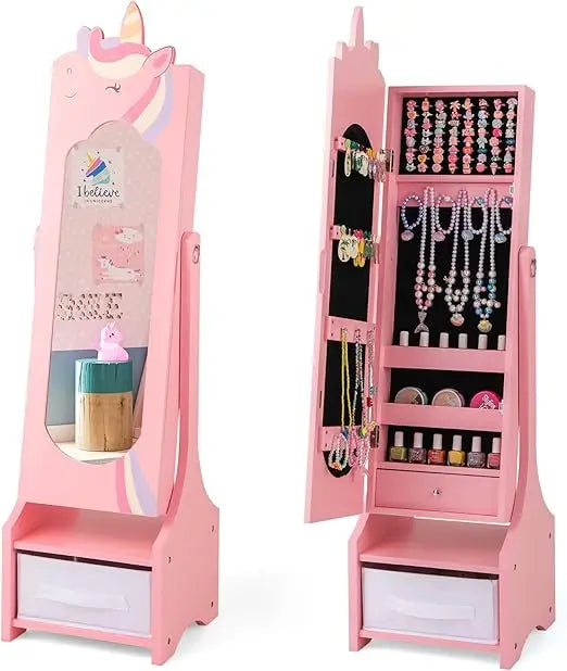 Jewelry Armoire Standing Jewelry Cabinet With Full Length Mirror