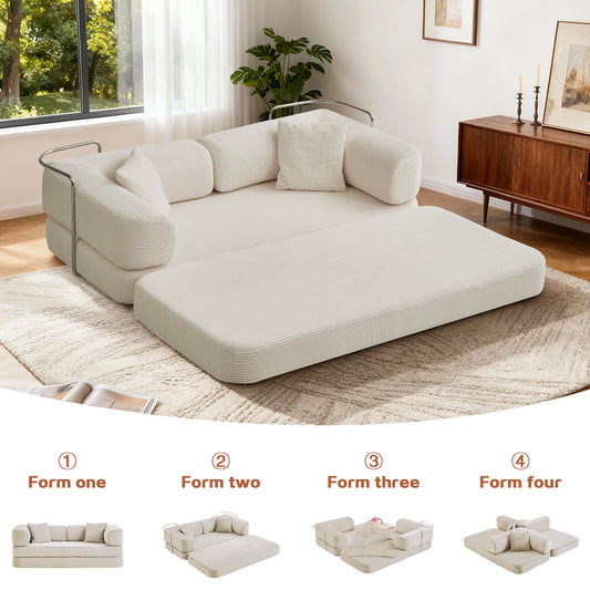 Boneless Couch Futon Sofa Bed With L Shaped Armrests For Living Room