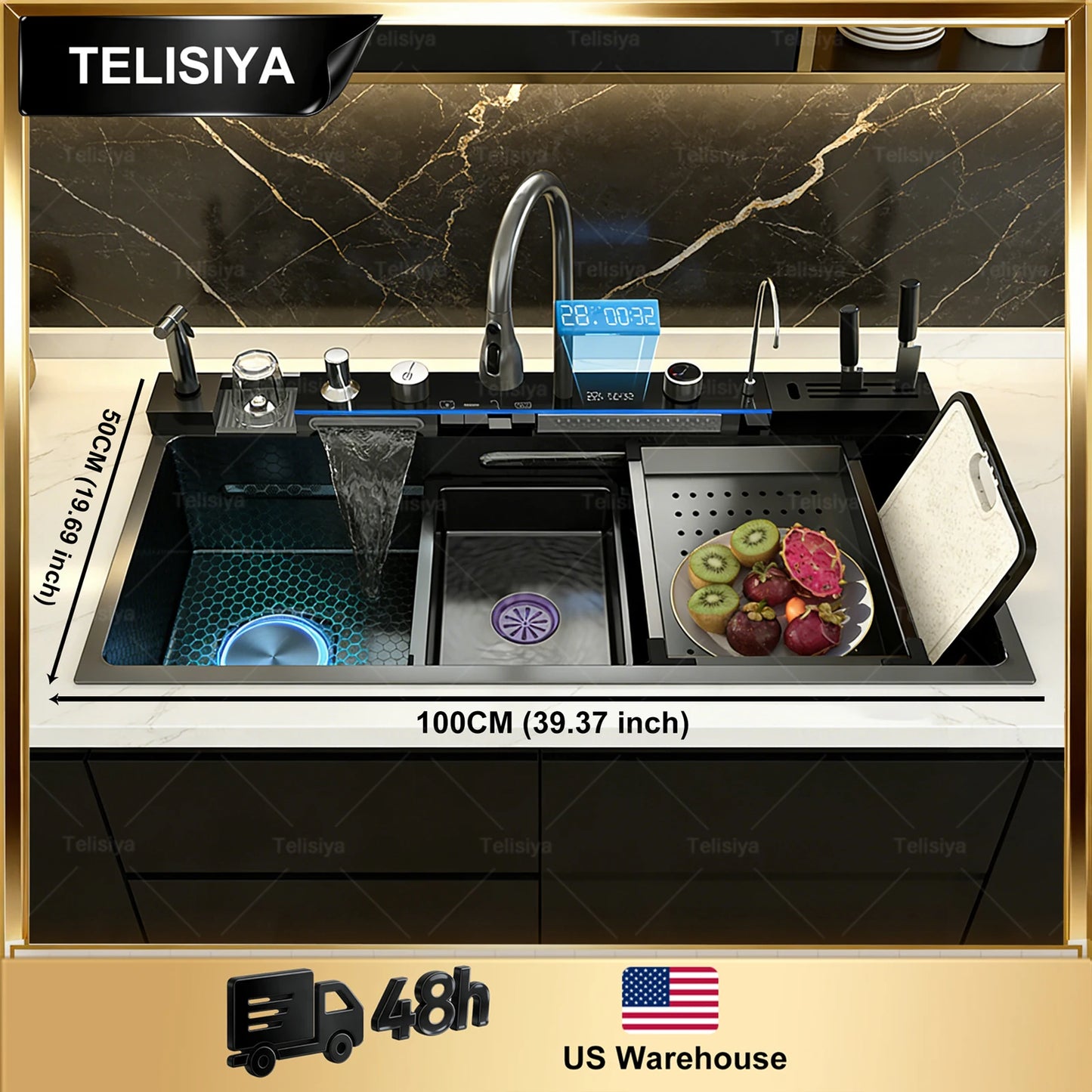 Telisiya Modern Stainless Steel Kitchen Sink With Digital Display