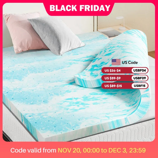 JHK Gel Memory Foam Mattress Topper for Bed Comfort