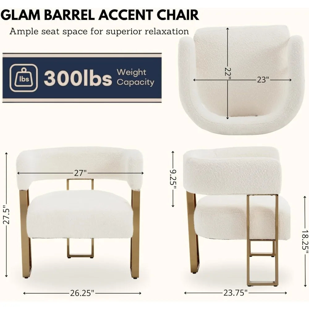 Dafify Modern Boucle Accent Chair Barrel Back Upholstered