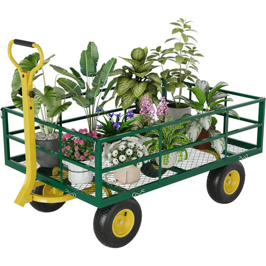 Heavy Duty 1200 Lb Steel Garden Cart All Terrain 3 In 1 Outdoor Utility Wagon Yard