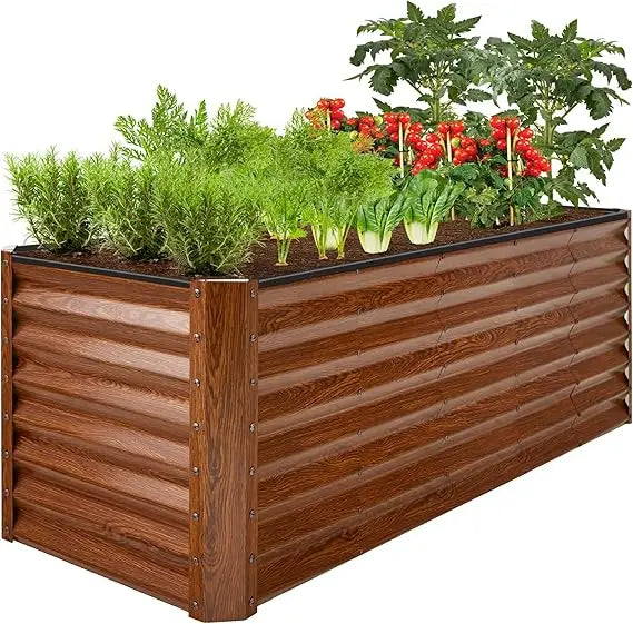 8x2x2ft Raised Metal Garden Bed Rectangular Planter Box for Herbs and Vegetables