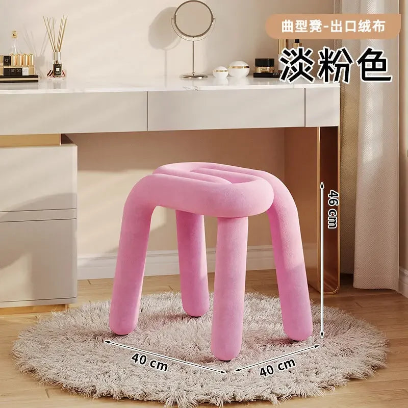 Plush Irregular Velvet Makeup Chair For Girls Bedroom