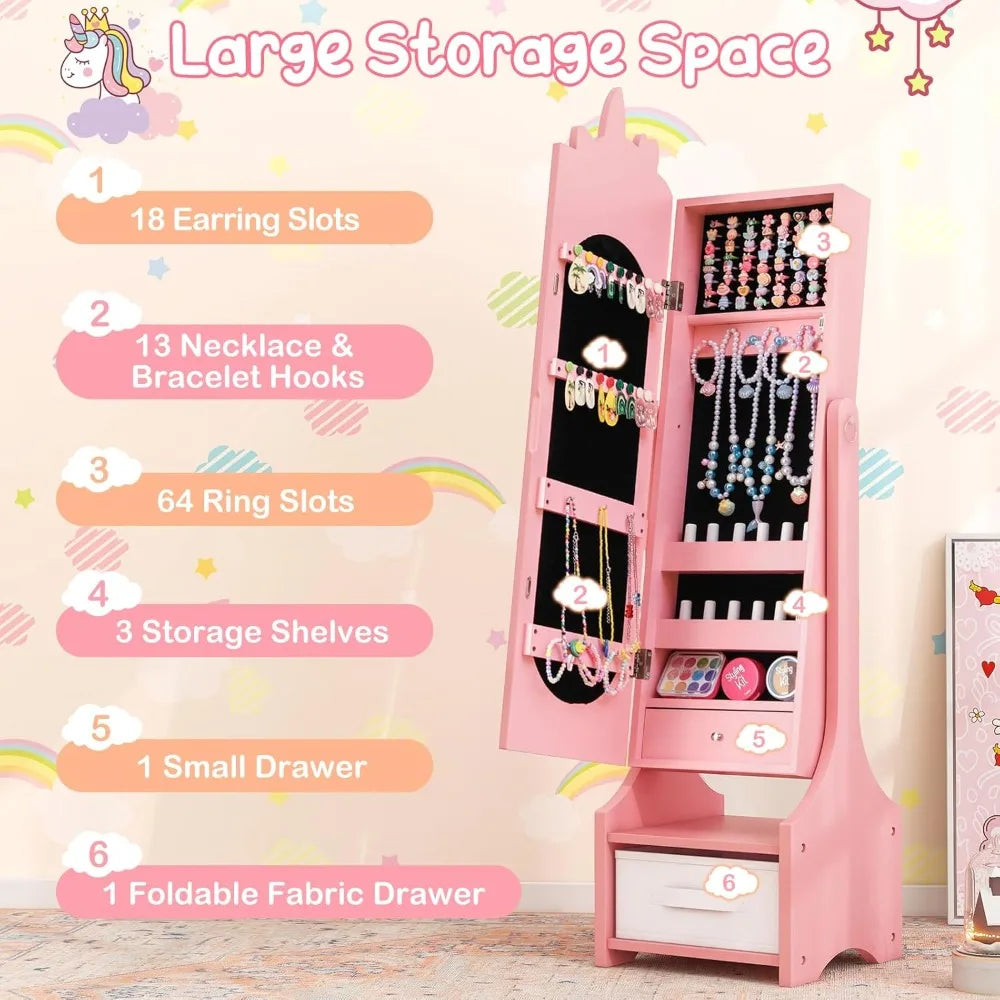 Jewelry Armoire Standing Jewelry Cabinet With Full Length Mirror