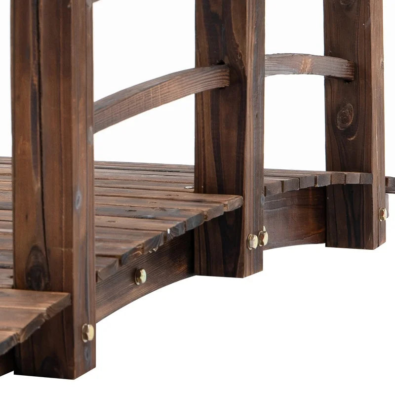 Fir Wood Garden Bridge Walkway With Railings For Backyard