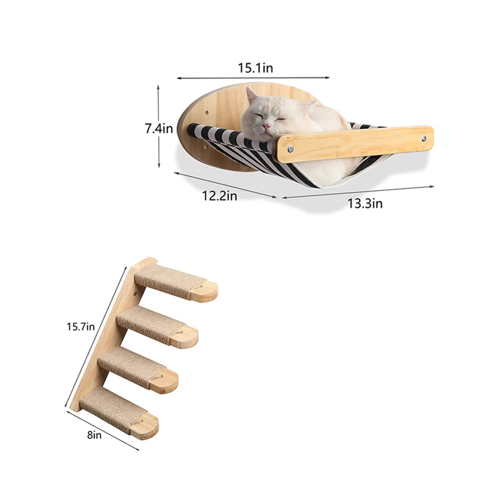 PETRAVELCN Cat Hammock Wall Mounted Three Tier Scratching Posts