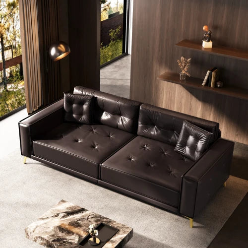 King Size Convertible Sofa Bed With Modern Tufted Design And Two Included Pillows
