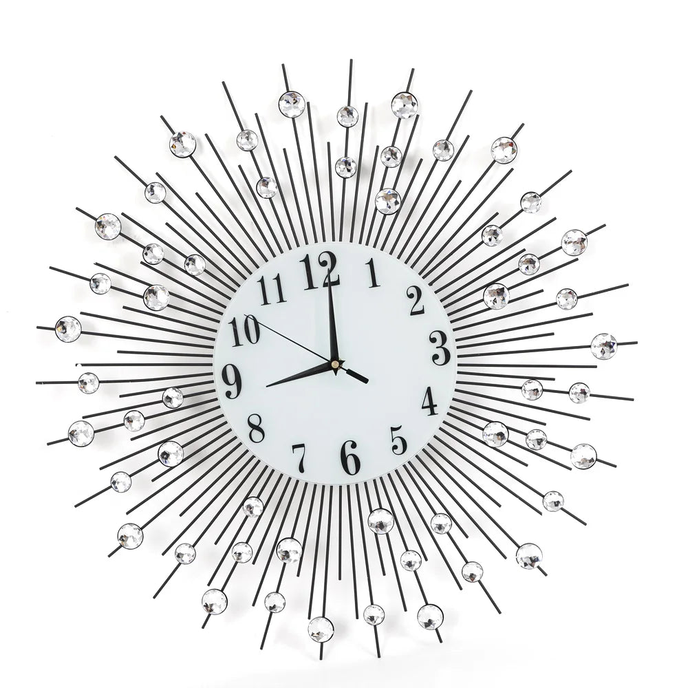 Hign-Concerned Wall Clock Diamond Studded Bling Luxe Decor