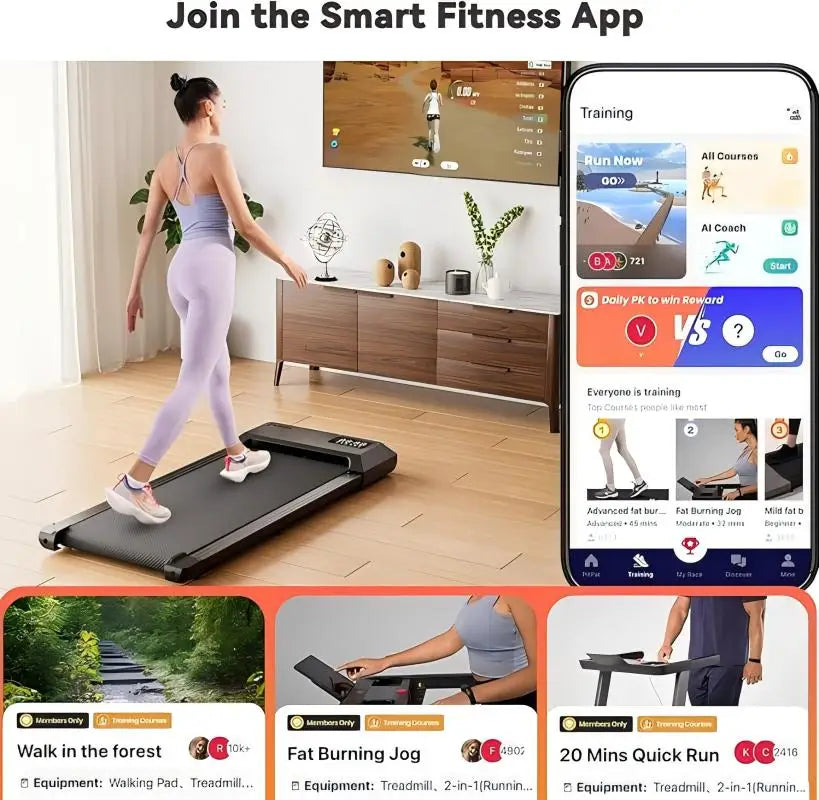 Superun 2 in 1 UltraSlimline Office Treadmill With App