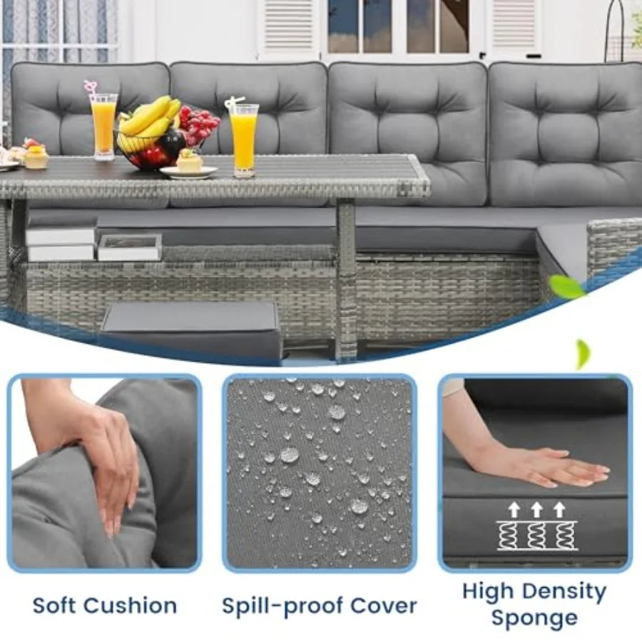 All Weather Patio Furniture Set Sectional Sofa Dining Table