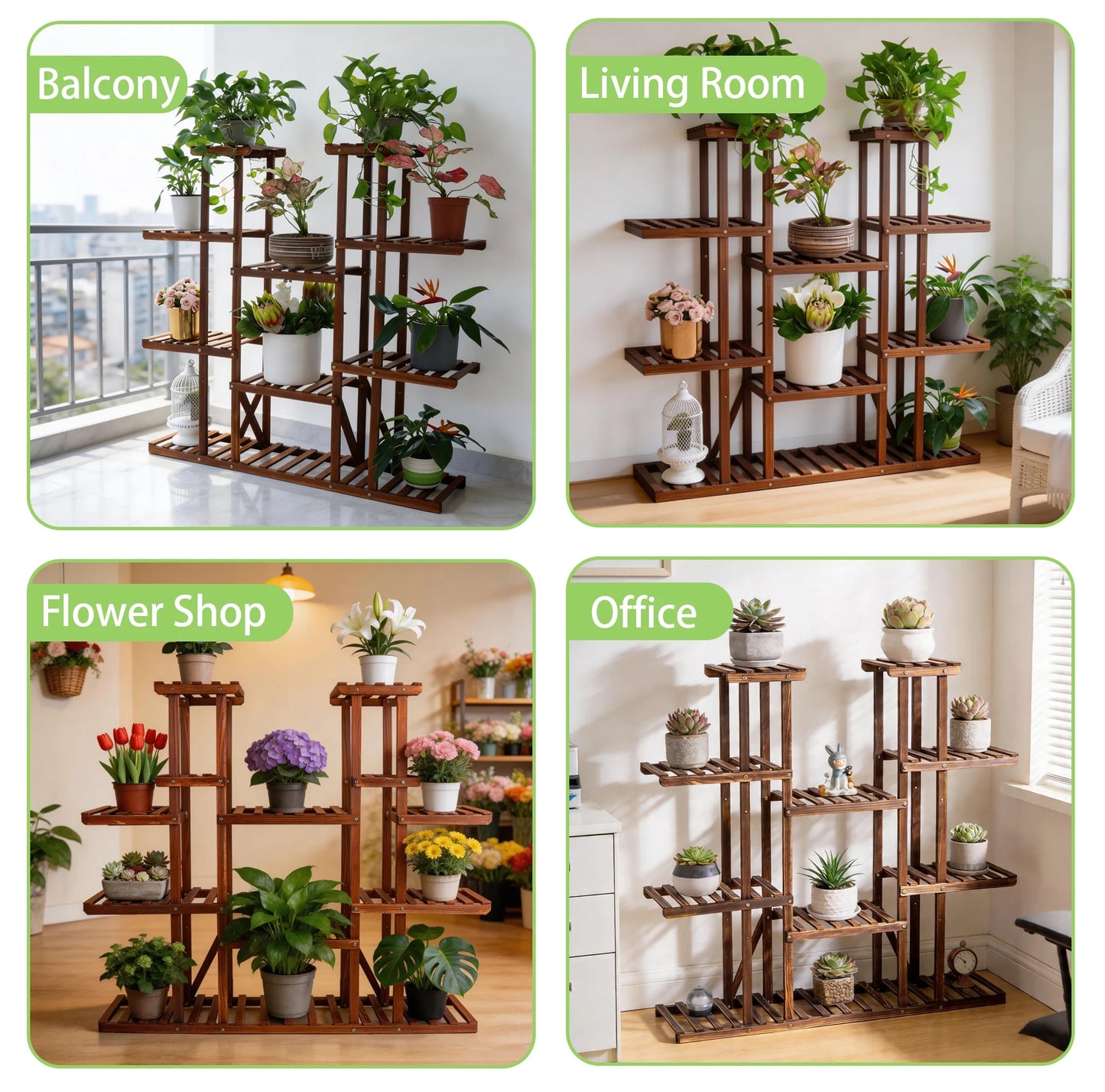 Wisfor Wooden Multi Tier Plant Shelf And Pot Stand
