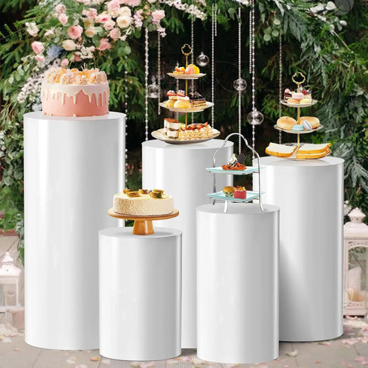 Cylinder Cake Stands Set of 5 Metal Pedestals