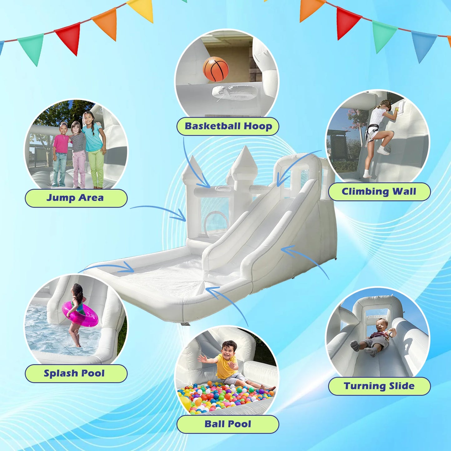 Inflatable Kids Castle With Ball Pit And Water Slide