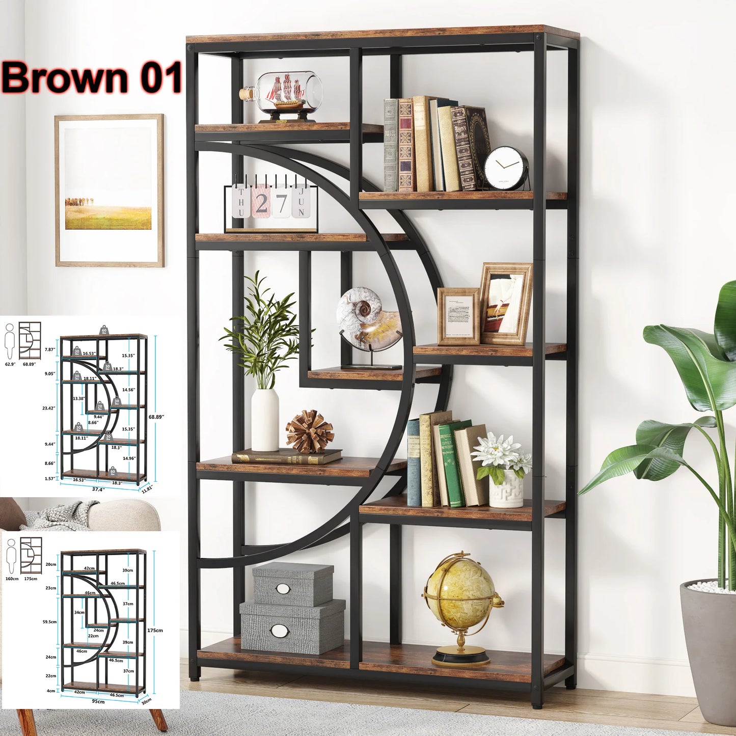 Tribesigns Industrial 5 Tier Etagere Bookcase Freestanding